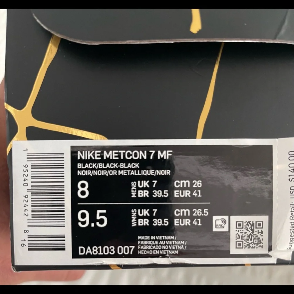 Nike Metcon 7 Mat Fraser Black & Gold CrossFit Sneakers *NIB* - Picture 4 of 10